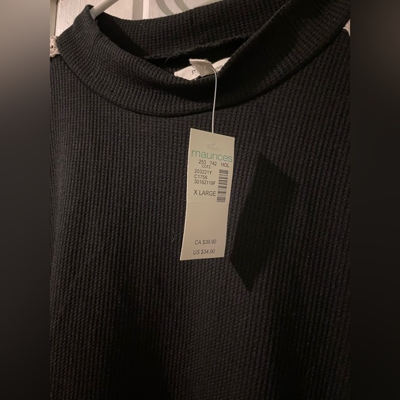 crocheted fair isle mock neck tee X-large NWT - Picture 7 of 9